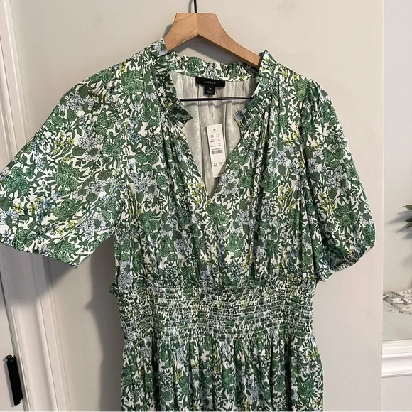 NWT J. Crew Green Blue Floral Maxi Dress Medium - Picture 12 of 15